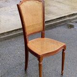 Louis XVI caned chair, solid oak, 20th century.