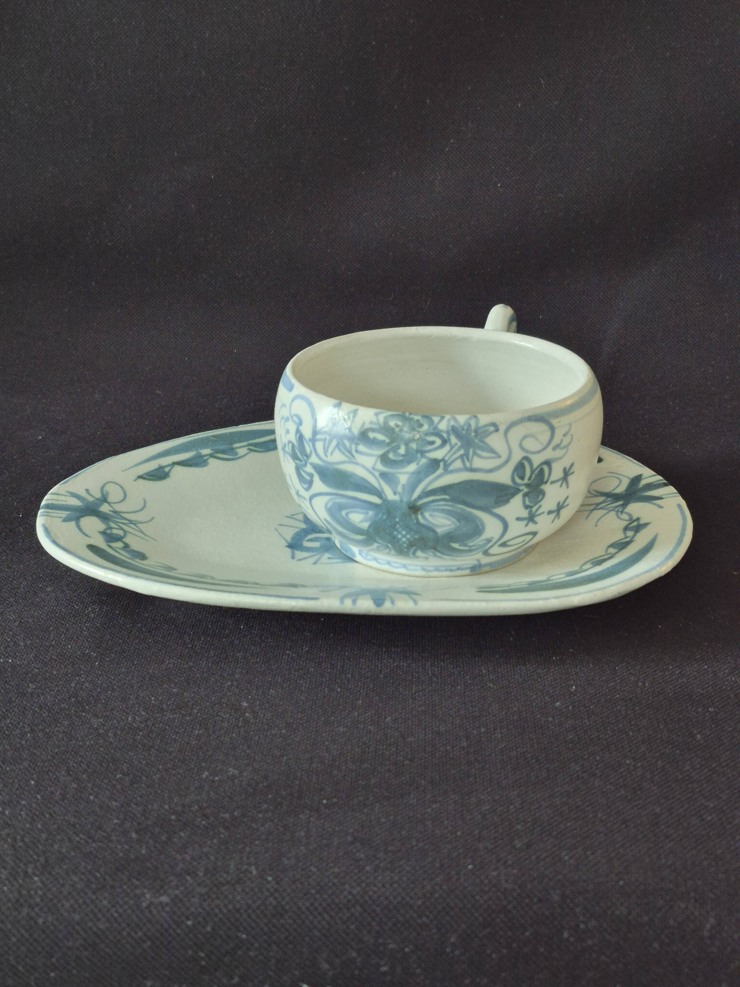 Breakfast cup "selfish" in glazed stoneware Quimper Keraluc A031-1