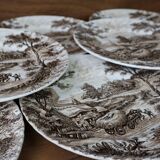 Set of 8 Vintage English Staffordshire 'HAYRIDE' Dinner Plates