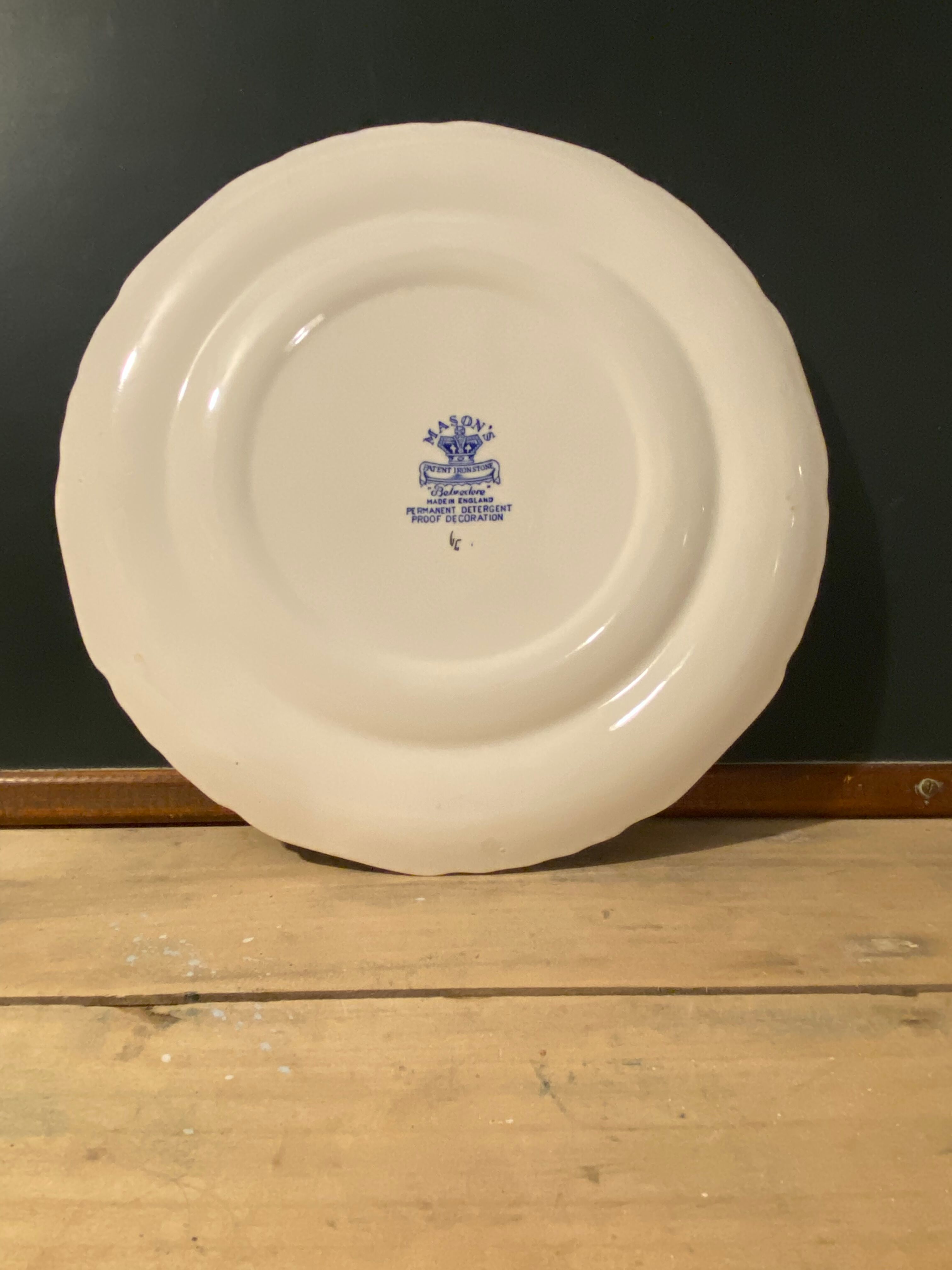 Set of 8 flat plates Mason's Belvedere flowers