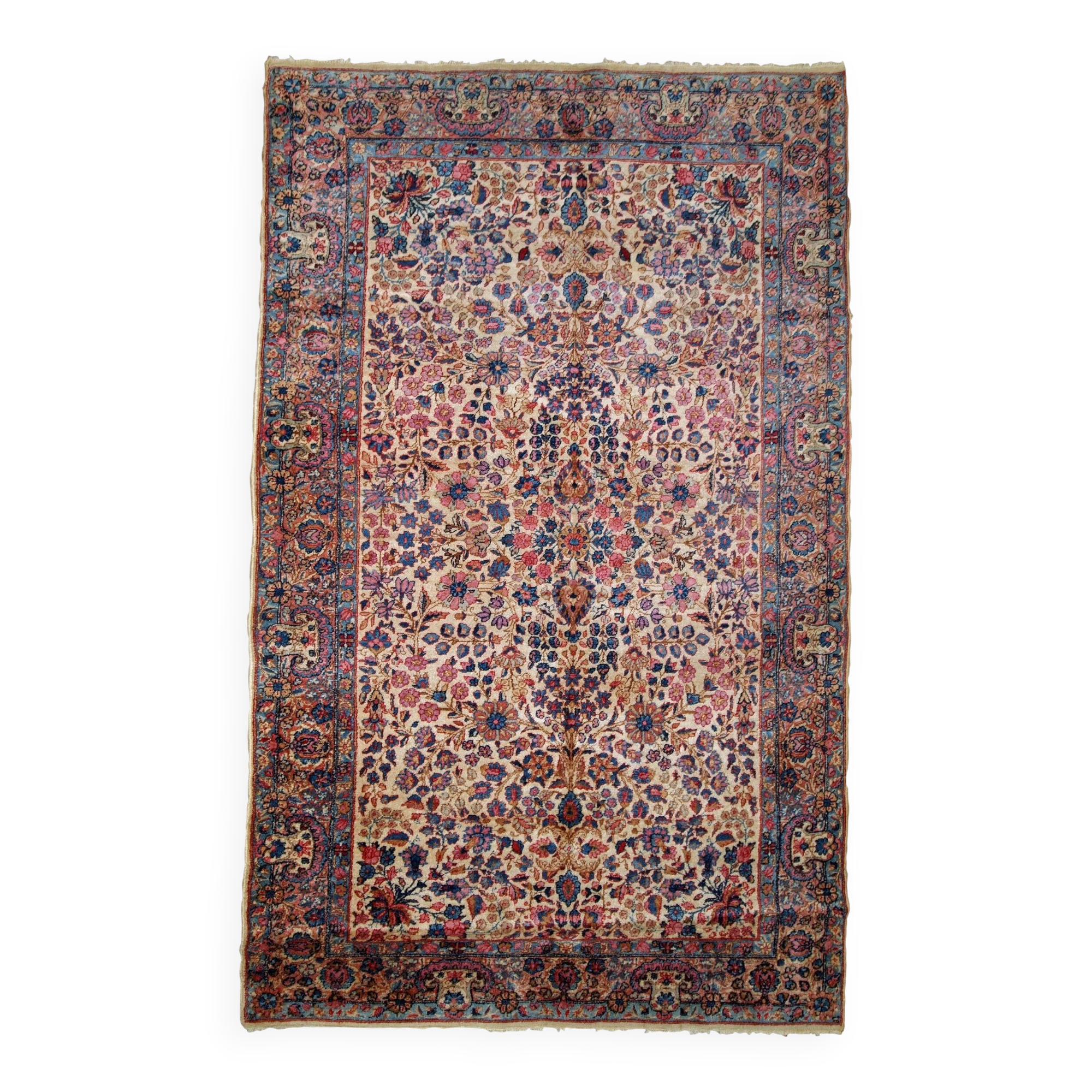 Handmade antique Persian Kerman rug 128cm x 210cm 1920s