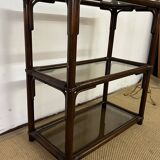 Rattan and smoked glass bookcase shelf