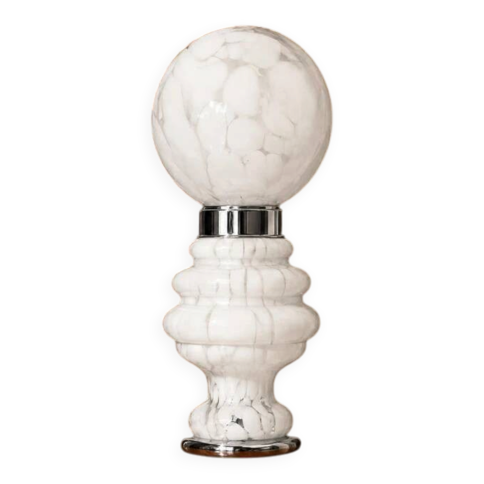 Lampe de table en verre de Murano blanche par Carlo Nason pour Mazzega, Italie, années 1970