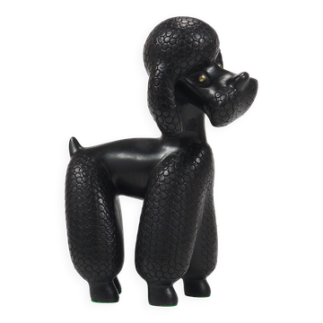 Charming figurine sculpture of a poodle dog by Leopold Anzengruber, Austria, 1950s.