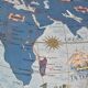 Old card Air France 1950 shown by Lucien Boucher planisphere