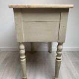 Antique side table – weathered wood & raw waxed top