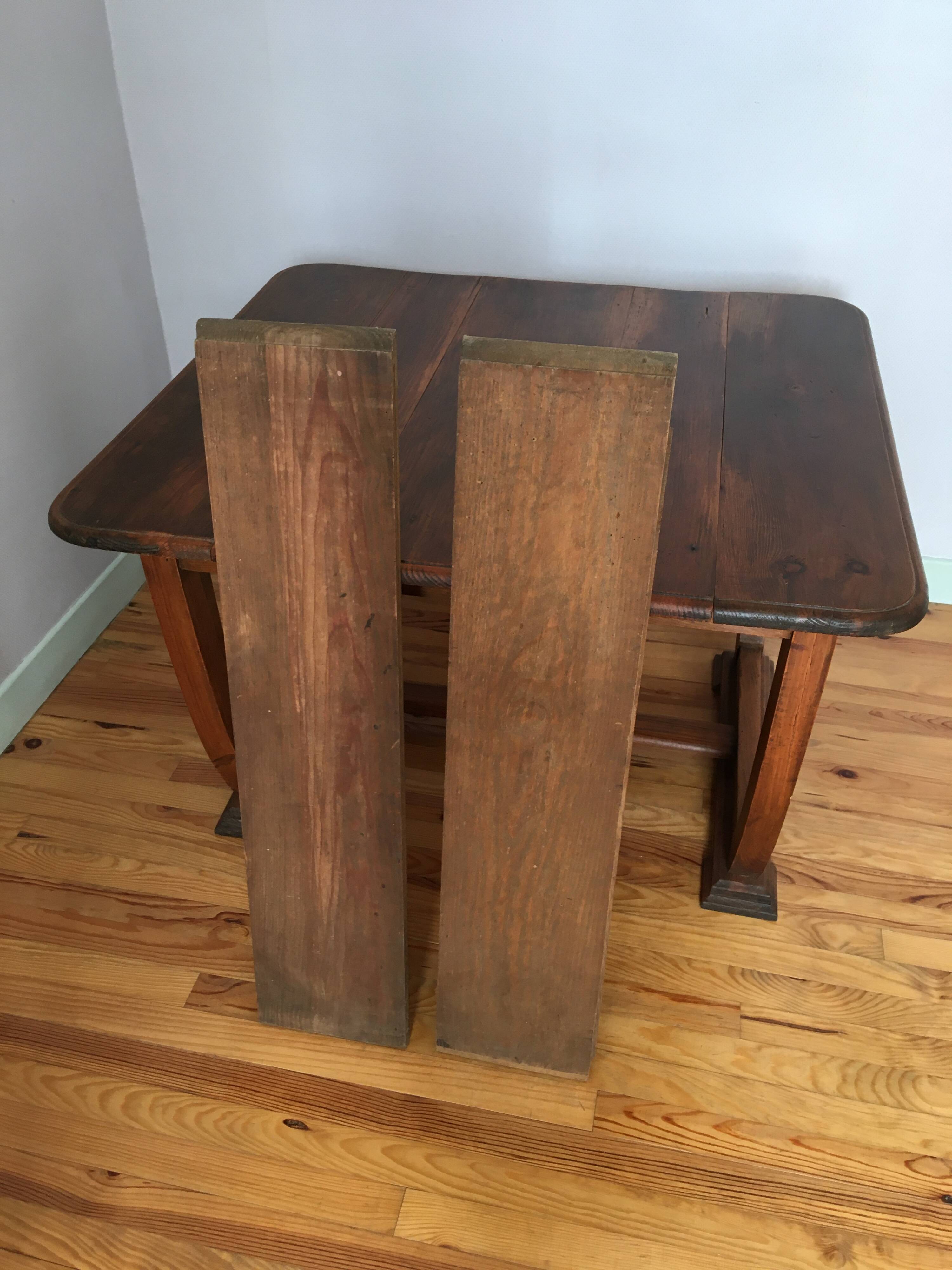 Art Deco extendable desk table with U-shaped base