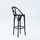 Vintage bentwood rattan wicker webbing barstools, set of 4