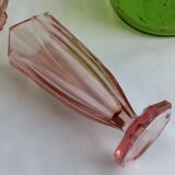 Pink Art Deco tulip vase in moulded glass