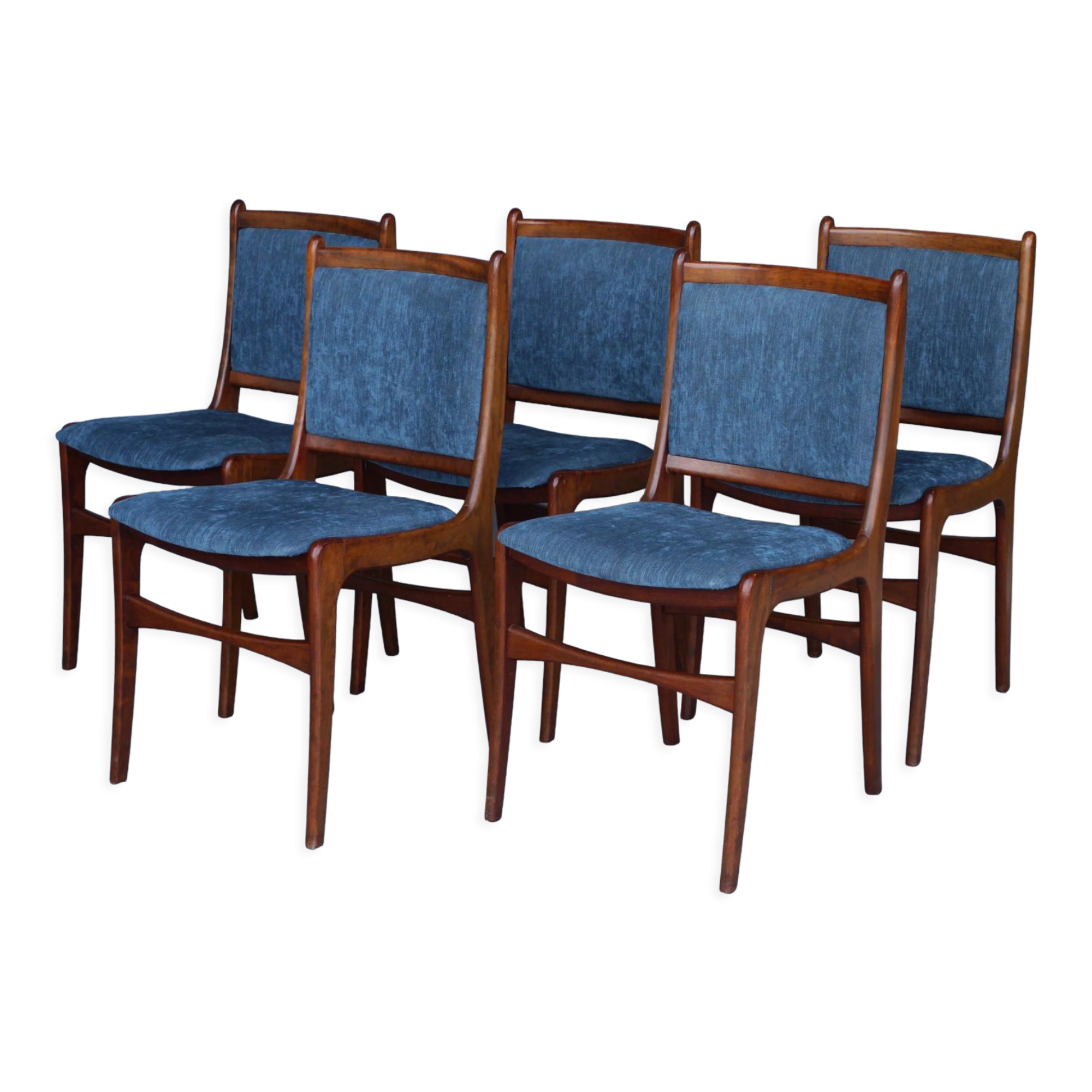 Vintage Teak Dining Chairs, 1970s, Set of 5