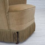 1970s, Danish highback armchair, light green furniture velour.