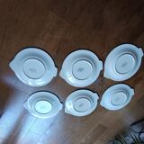 6 Longwy earthenware plates, Copenhagen model, in the shape of a fish