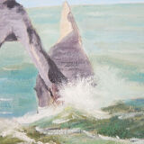 Oil on Wood Framed and Signed Henri Merlet : Falaise d'Etretat