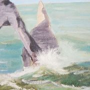 Oil on Wood Framed and Signed Henri Merlet : Falaise d'Etretat