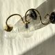 Large pair of brass swan neck wall lights with cracked glass globes LAMP-7359