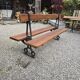 Antique double garden bench from the city of Paris in cast iron and wood