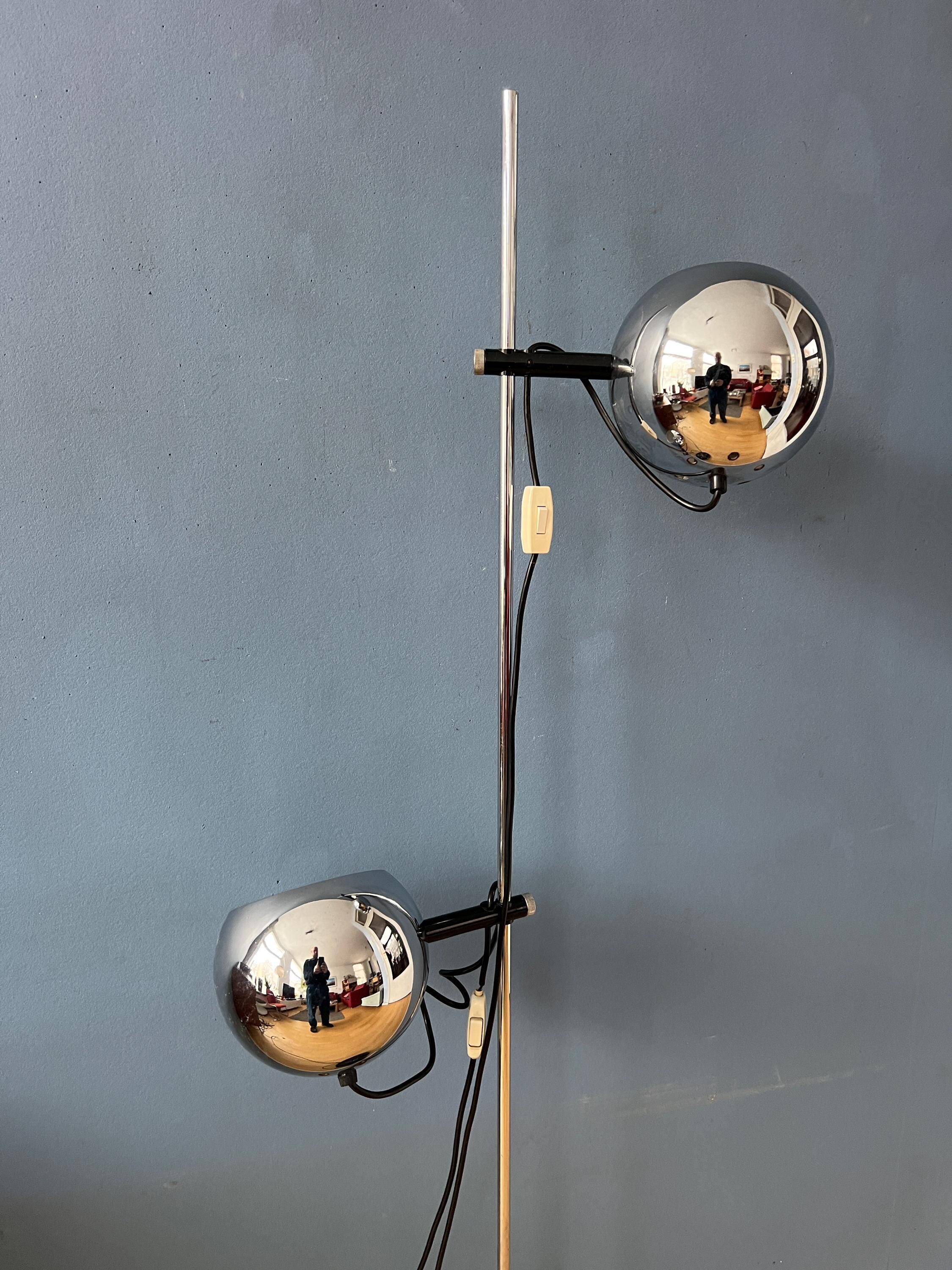 Chrome ball floor lamp Herda Mid-Century 1970s