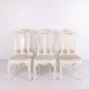 Set of six dining chairs - Neo Rococo style - white painted with decorative details - 1920s