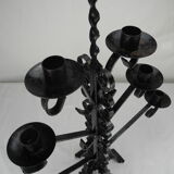 Antique wrought iron candlestick, brutalist candle holder, vintage candlestick