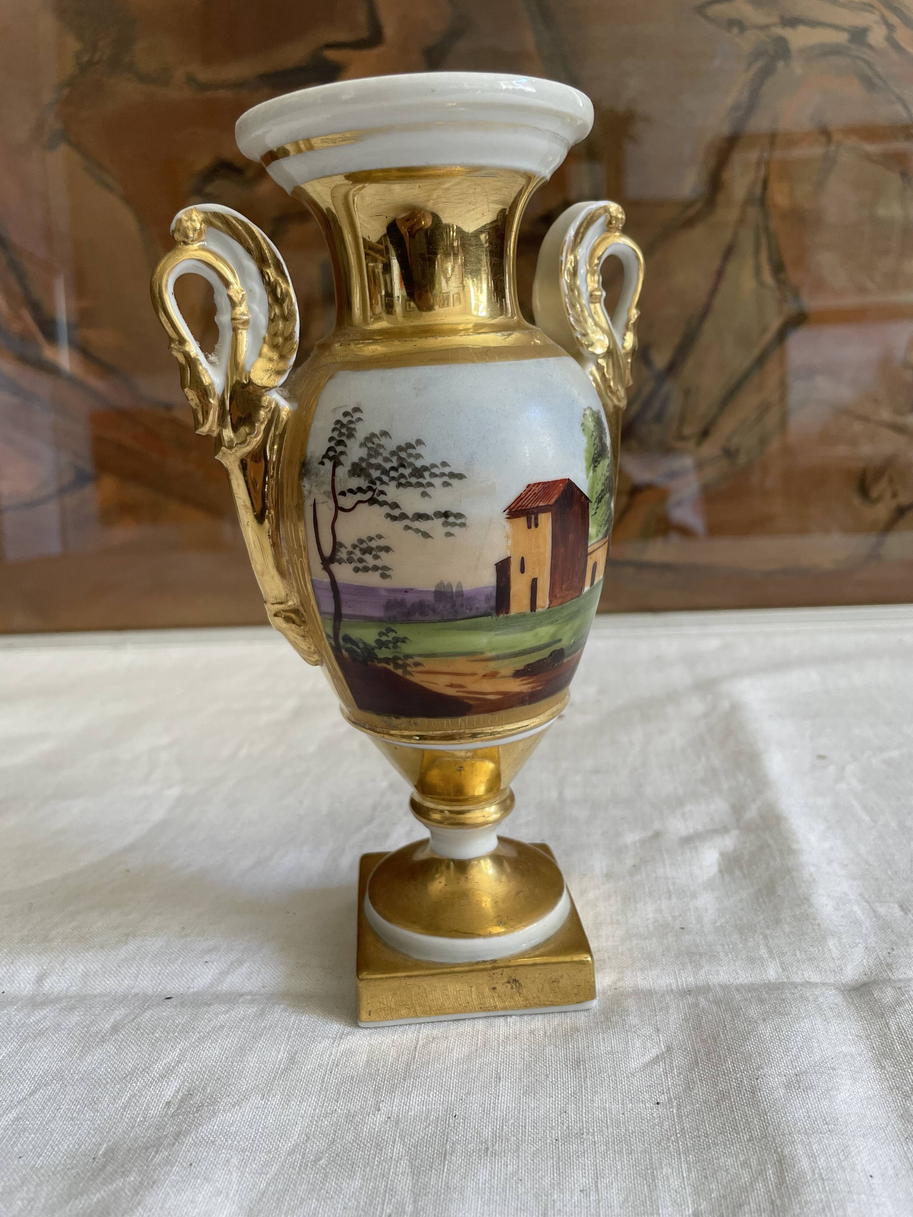 Napoleon III Hand-Painted Porcelain Vase of Paris Porcelain