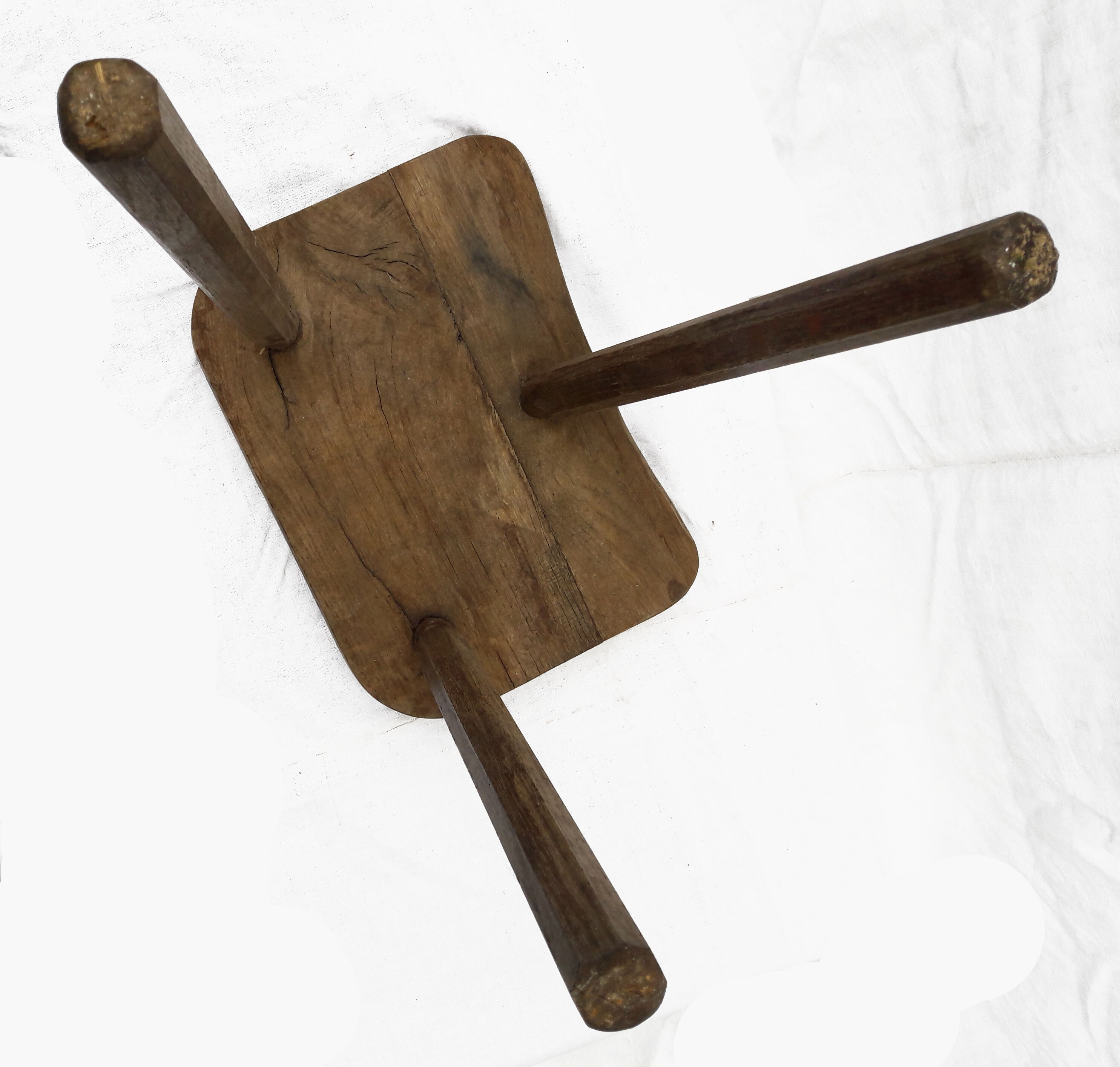 Solid wood milking stool
