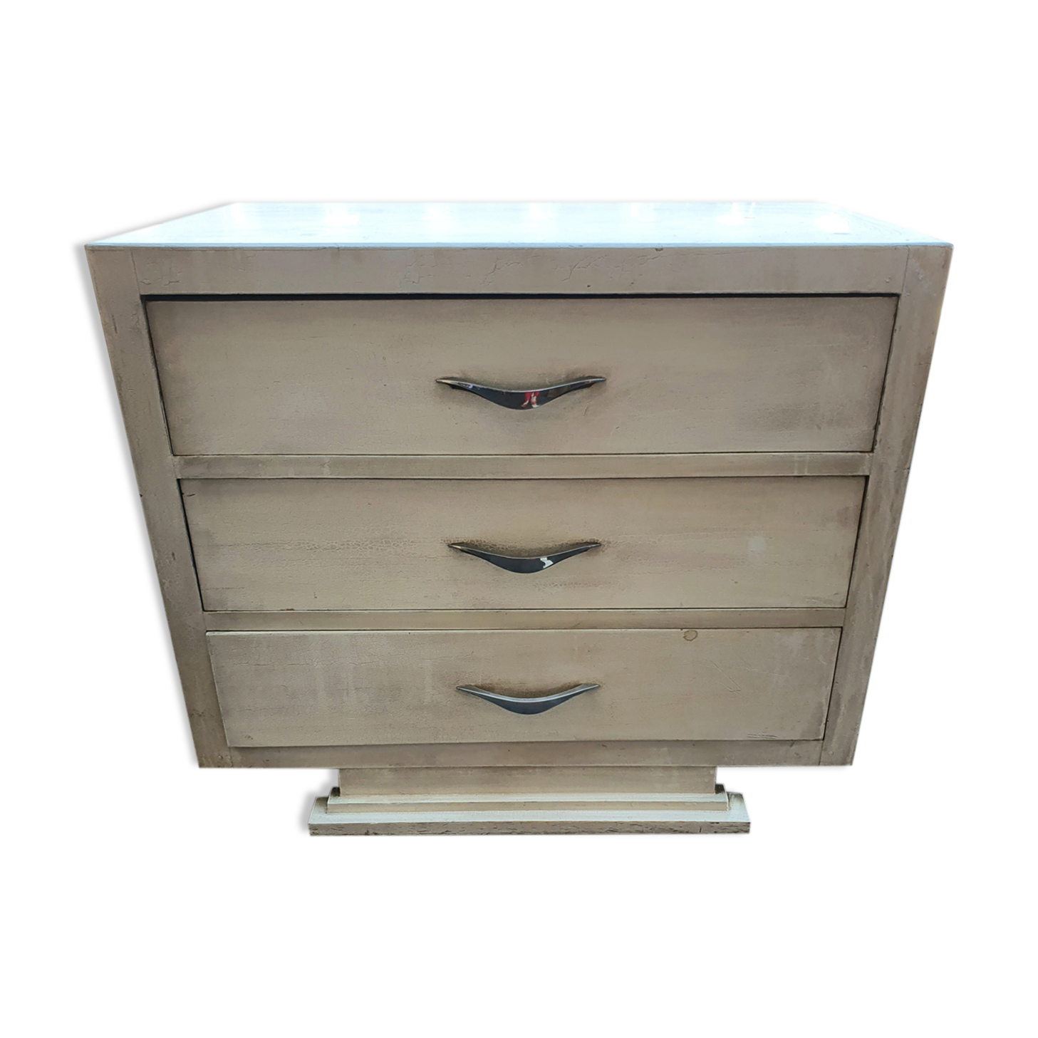 Commode à 3 tiroirs peinte en blanc