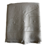 Drap de fil de lin moderniste 1940 brodé pois et jours sans monogramme 240cm