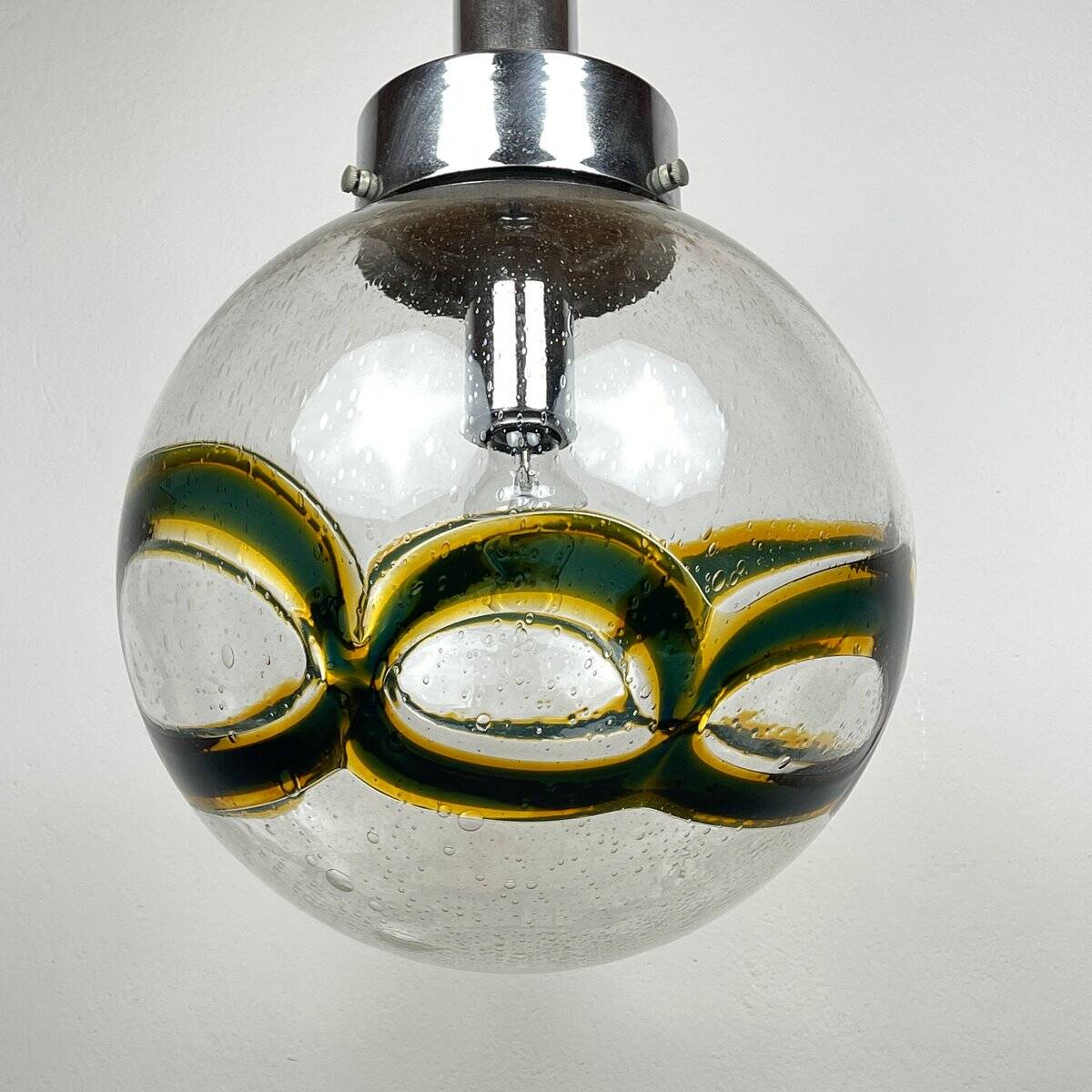 Large vintage swirling Murano glass pendant light, 1970s