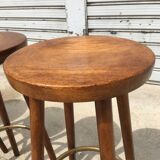 Set of 4 high solid wooden stools