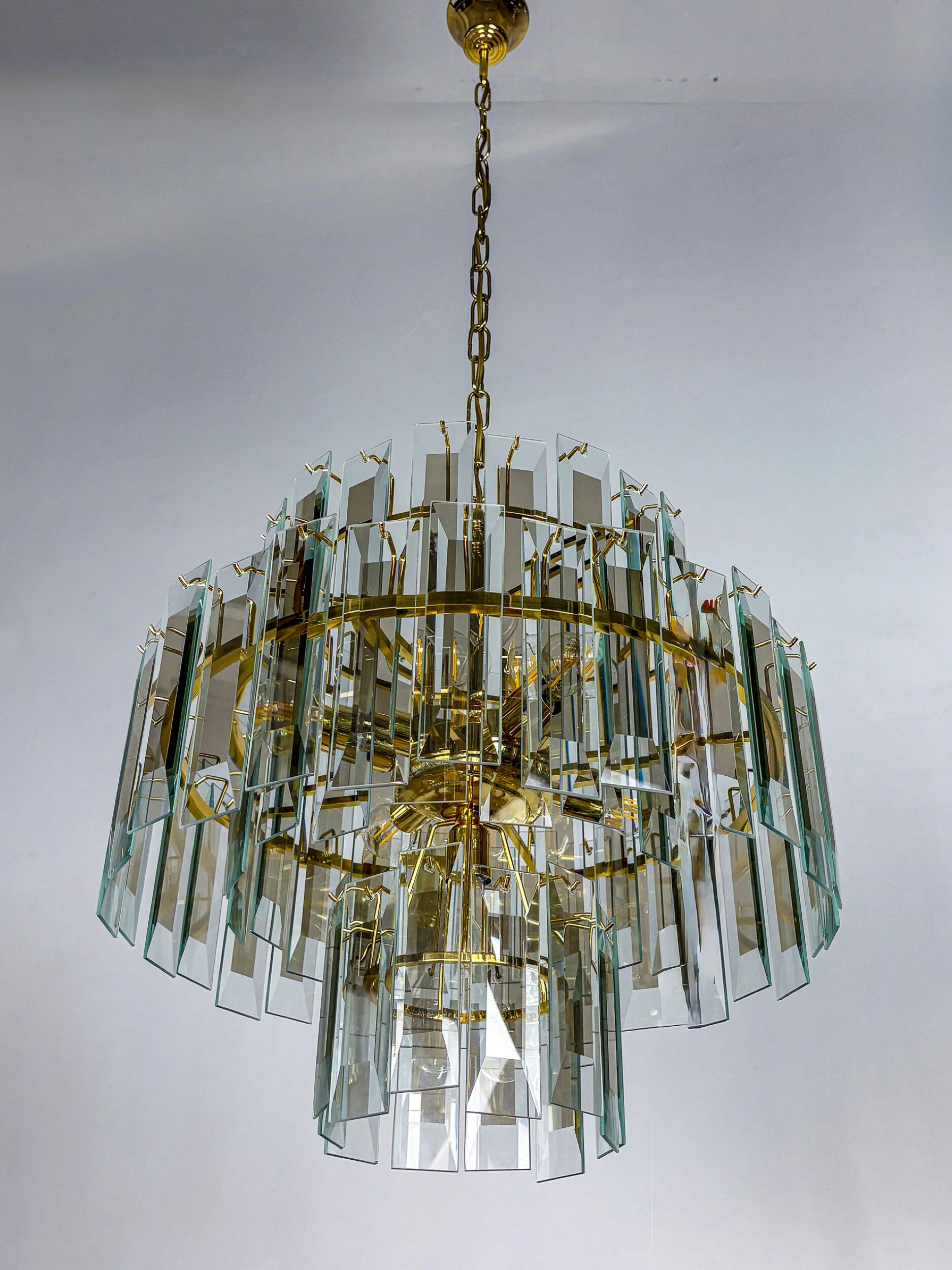 Veca cascade chandelier, 3-tiers Murano glass, Italy, 1970s