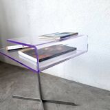 Transparent acrylic and chrome side table, 1970s design.