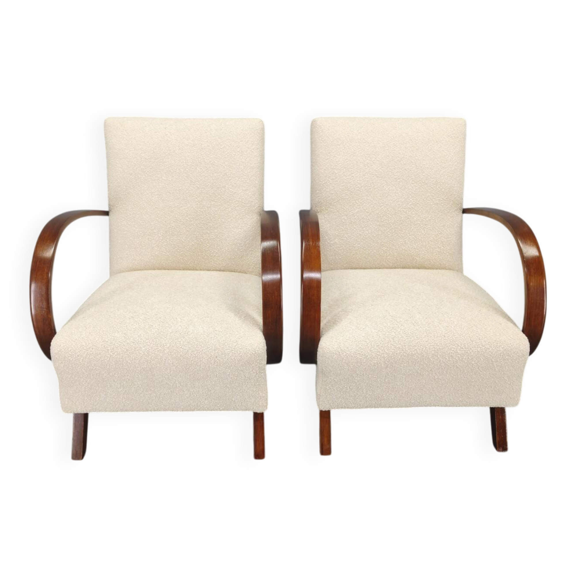 Pair of Halabala Art Deco Armchairs, 1940s