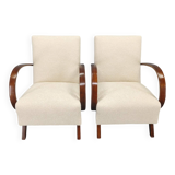Pair of Halabala Art Deco Armchairs, 1940s