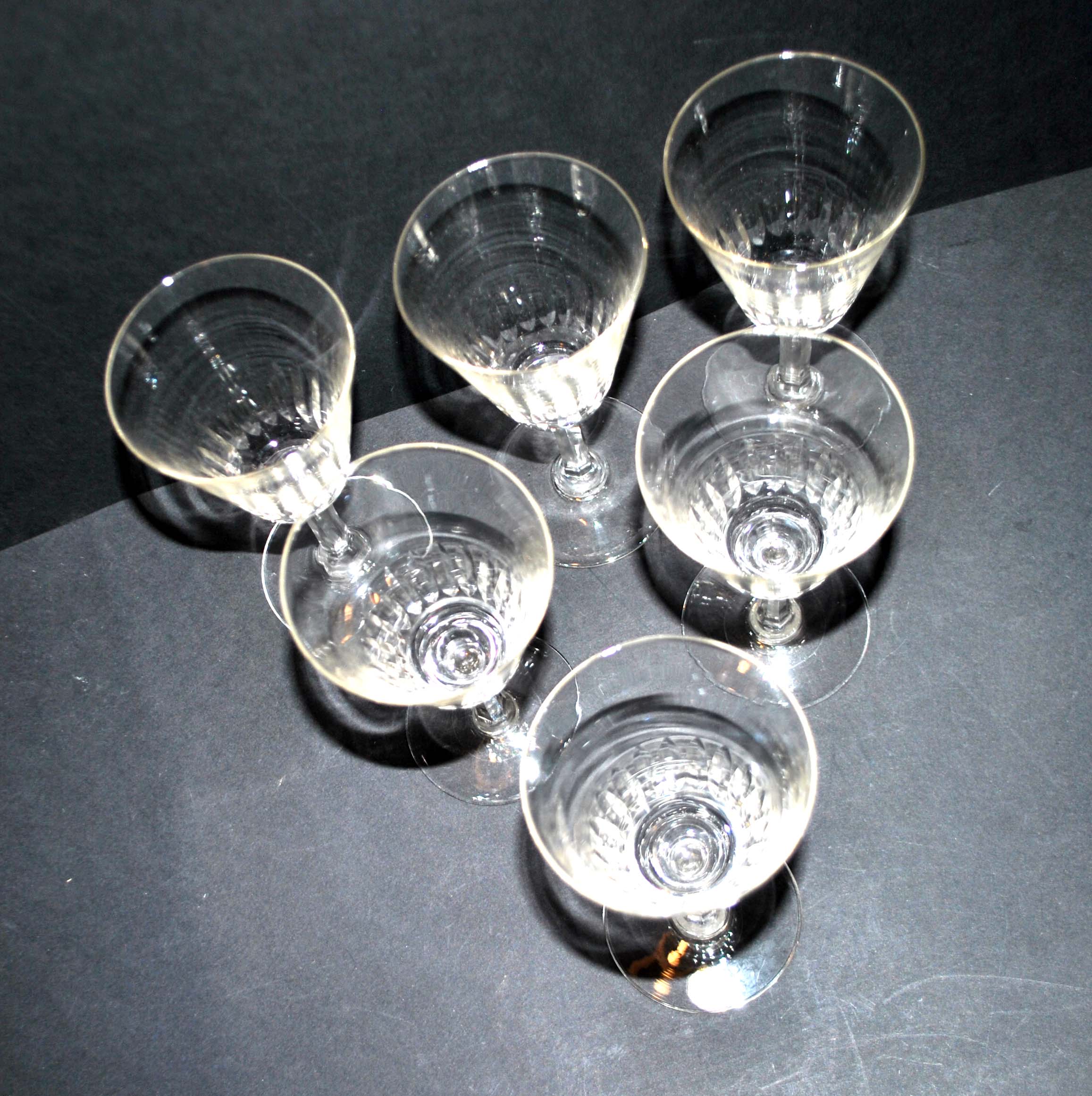 Meisenthal, series of 6 carved glasses