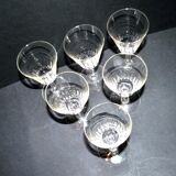 Meisenthal, series of 6 carved glasses
