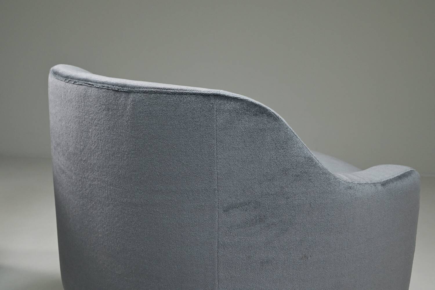 Set of 2 ice blue Mohair lounge chairs, 1950s Italy.