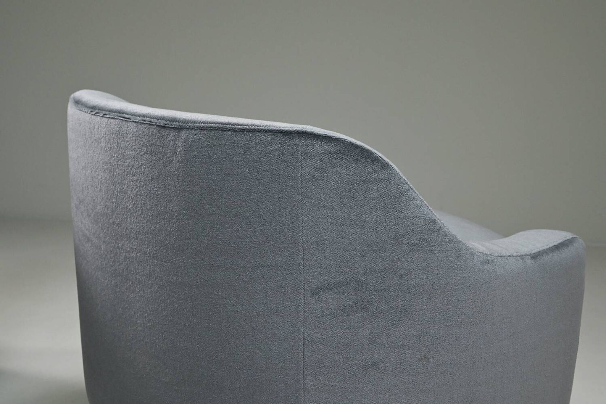Set of 2 ice blue Mohair lounge chairs, 1950s Italy.