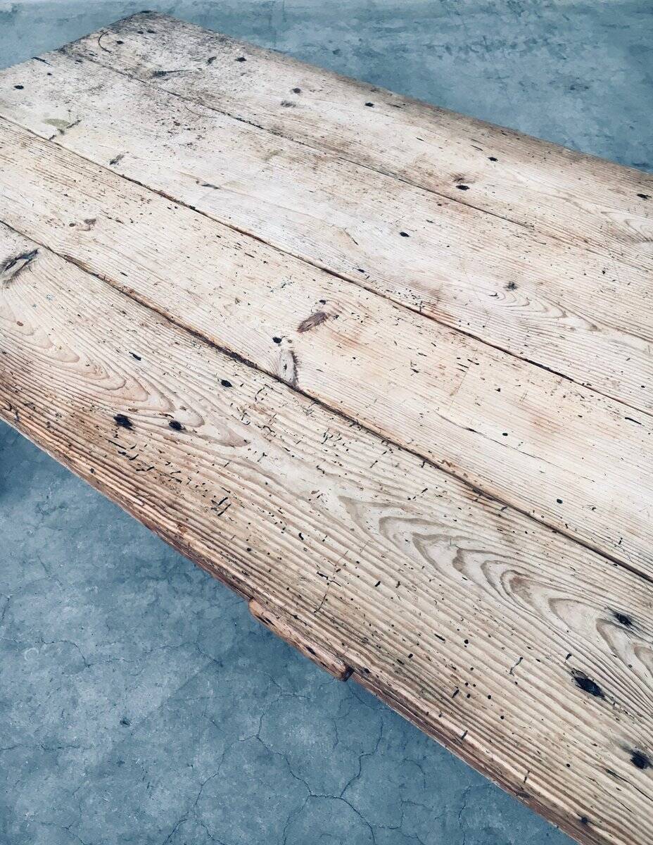 French Country Design Pine Dining Table with Drawer, France, 1930s