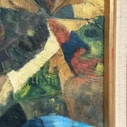 Large Original Swedish Oil on Canvas – “Cubist Landscape” by Kjell Lindberg – Signed – Vintage & Framed