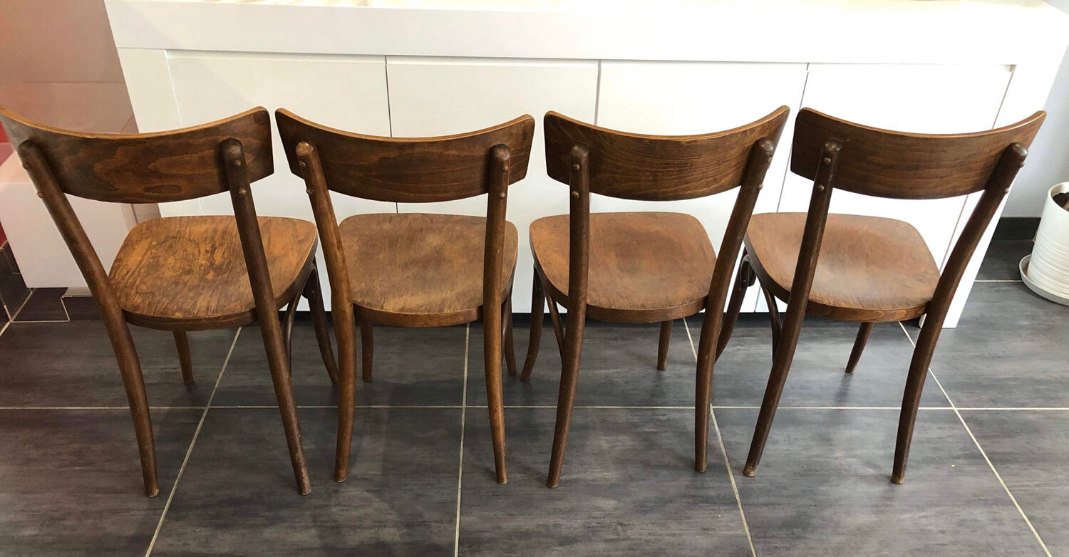 Suite de 4 chaises de bistrot Thonet, années 1960