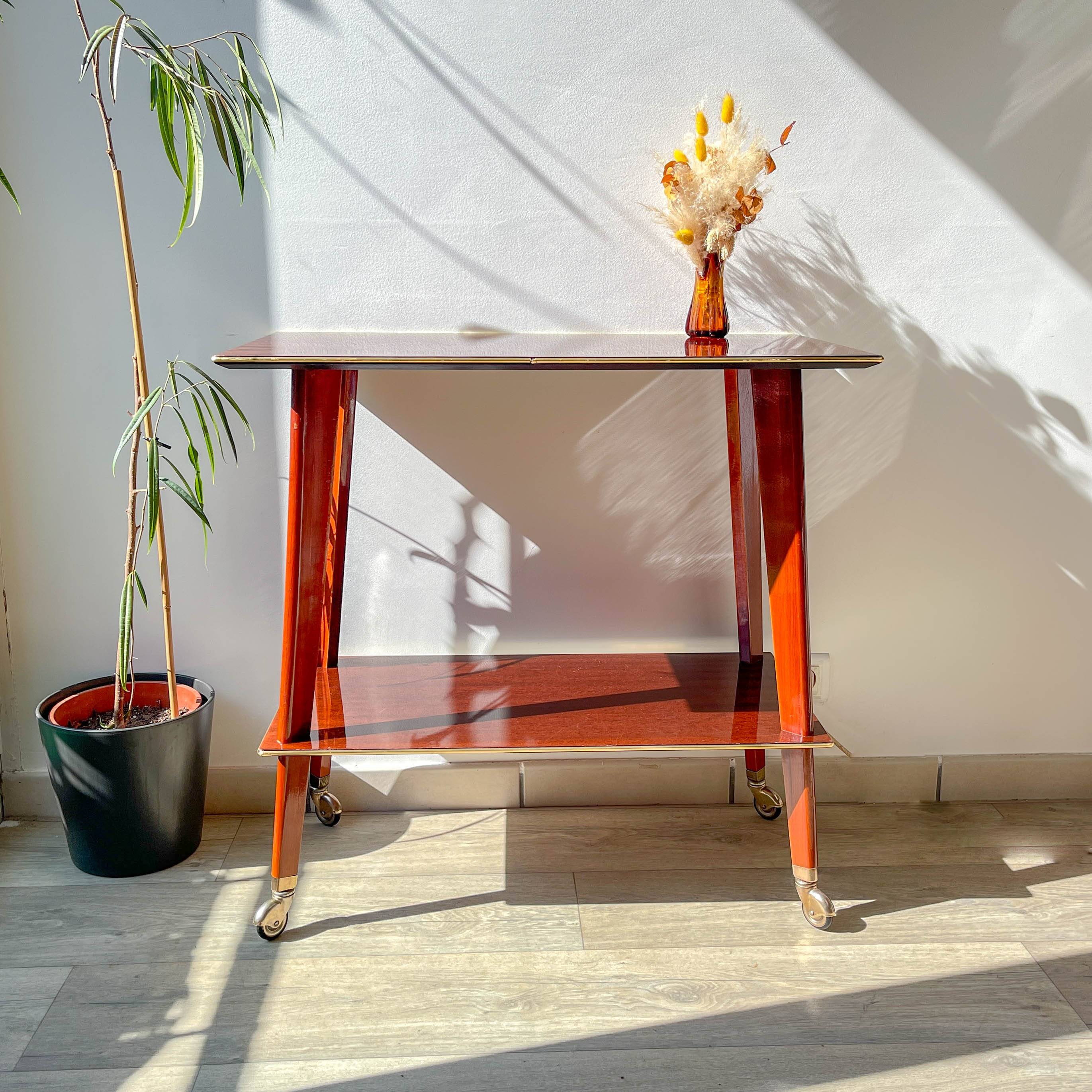 Vintage Formica trolley on wheels from the 1960s