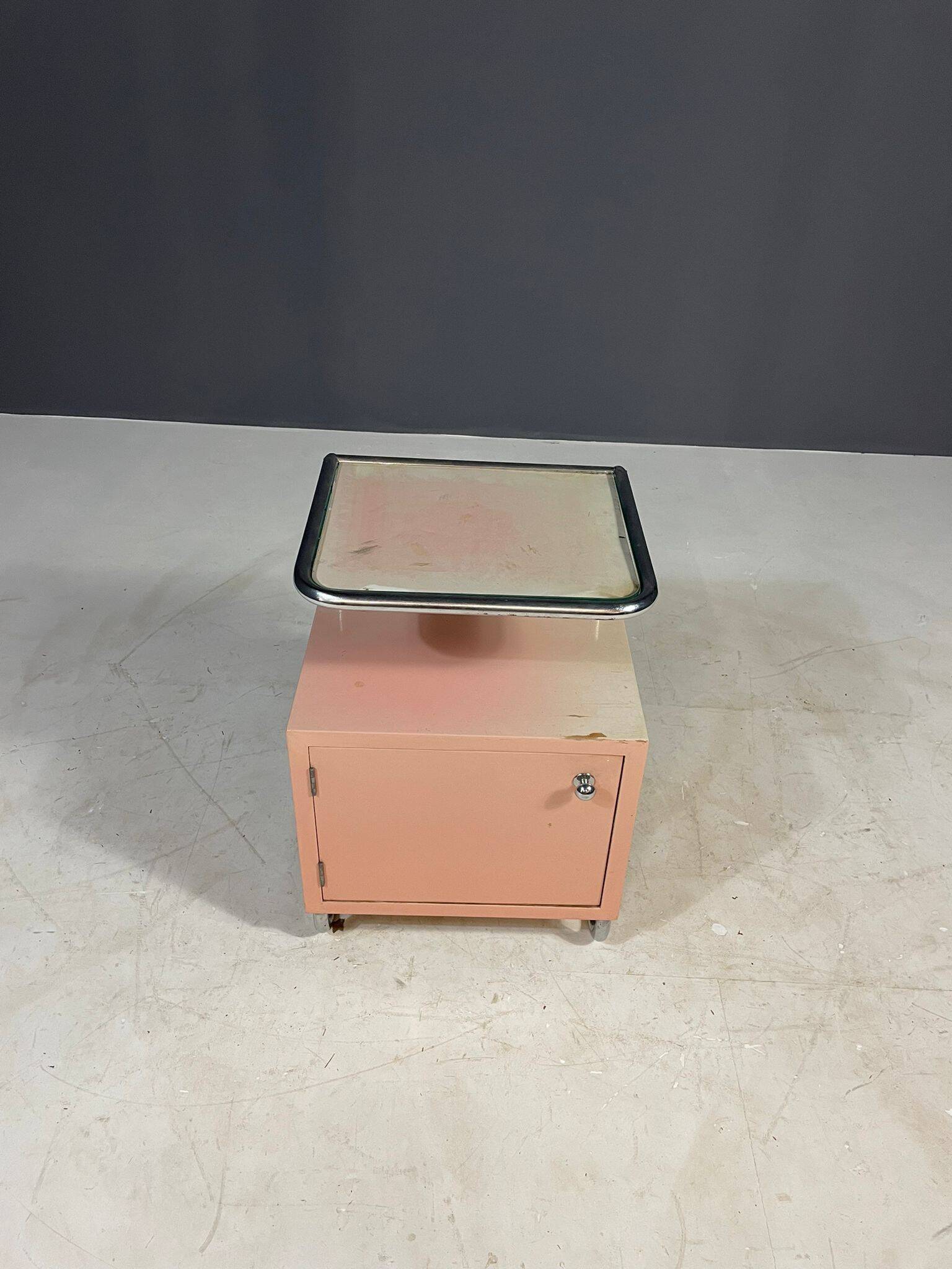 Kovona Bauhaus style bedside table, 1950s, Czechoslovakia