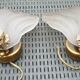 Pair of wall lamps in glass paste and brass, art deco, scallop shell by Mariner S.A.