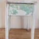 1950s chest stool in green and white painted wood
