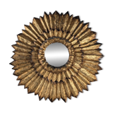 Double-Layered Sunburst Mirror in Wood and Gold Leaf