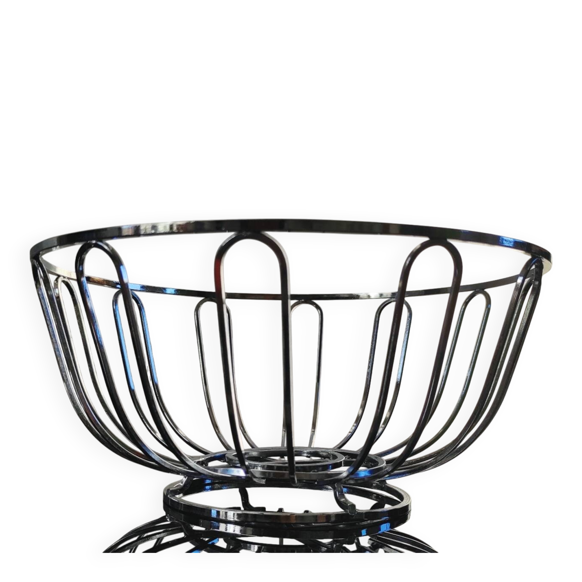 Modernist chrome metal fruit bowl – 1970s/80s