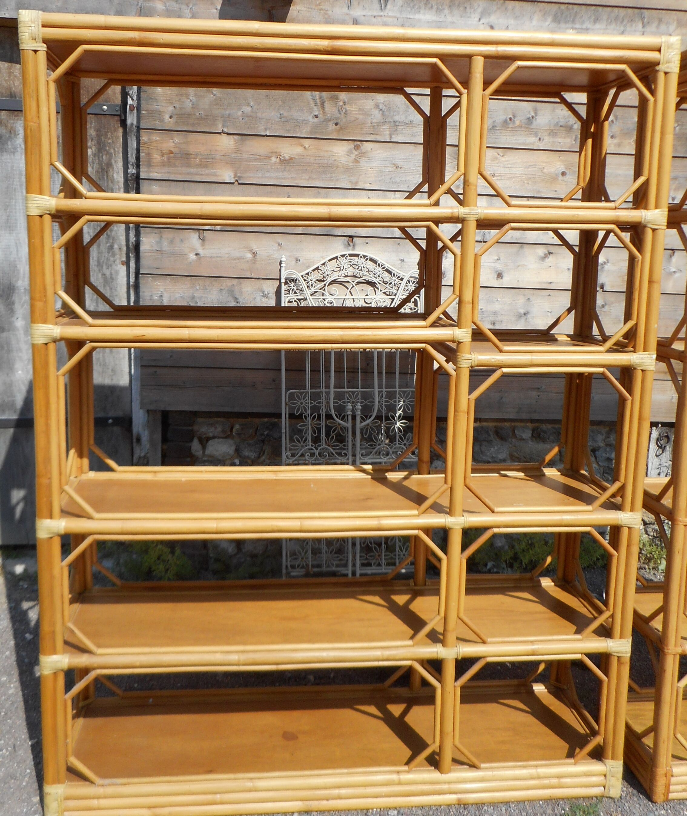 Set of 2 vintage rattan bookshelves
