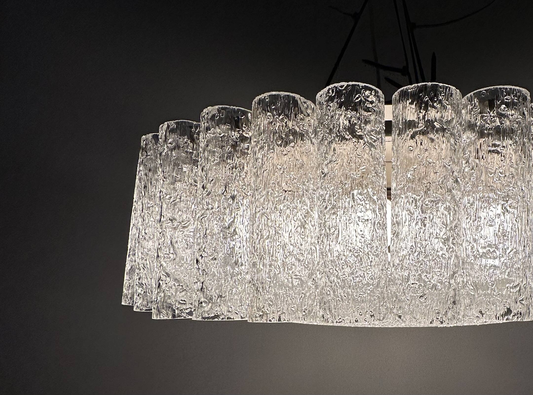 Glass Tubes Chandelier Flush mount from Doria Leuchten, 1960s