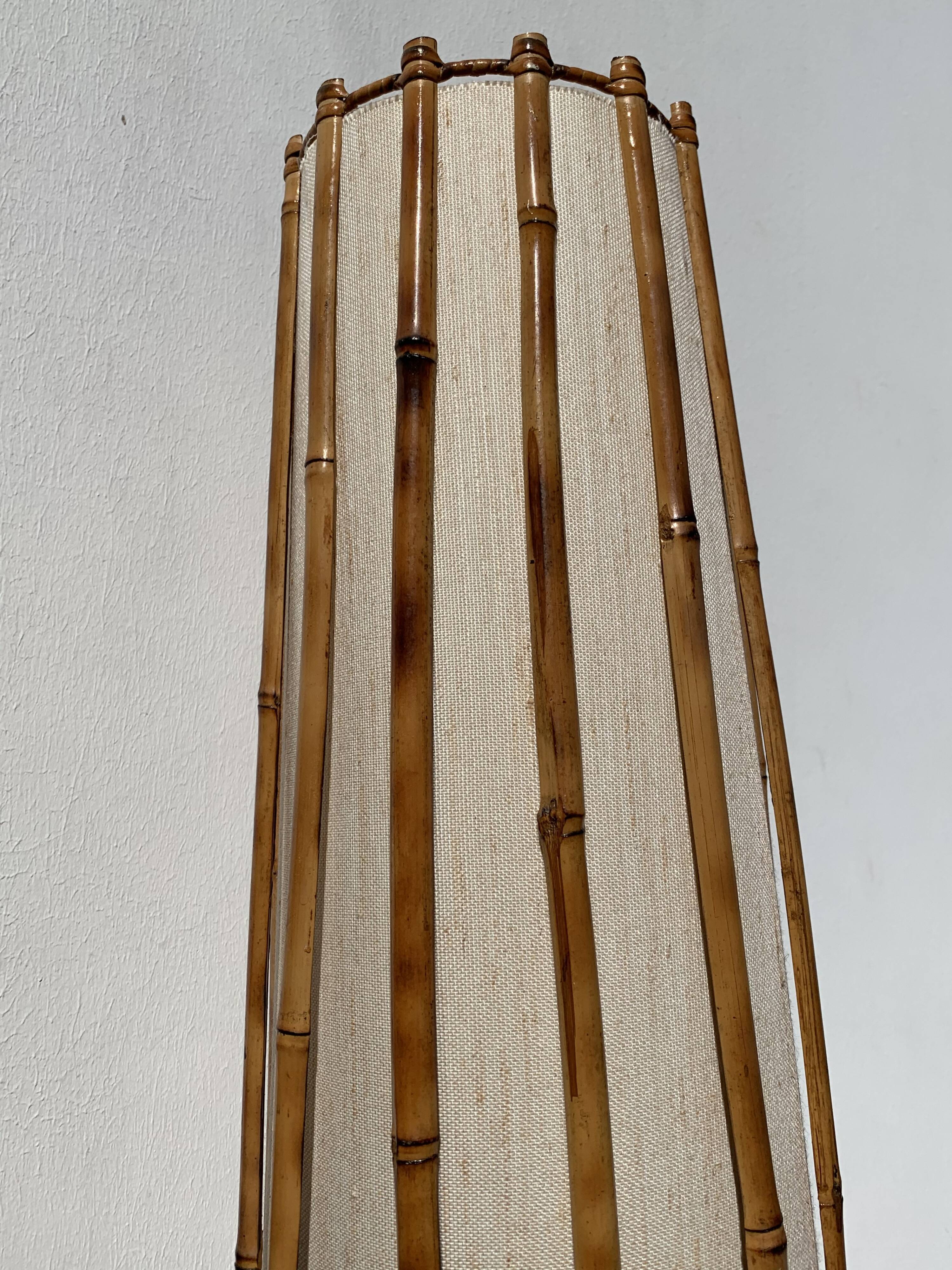 Louis Sognot bamboo and rattan lamppost 1960