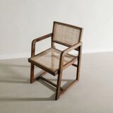 French Mid Century Wooden Box Dining Office Chair Pierre Jeanneret, 1950s